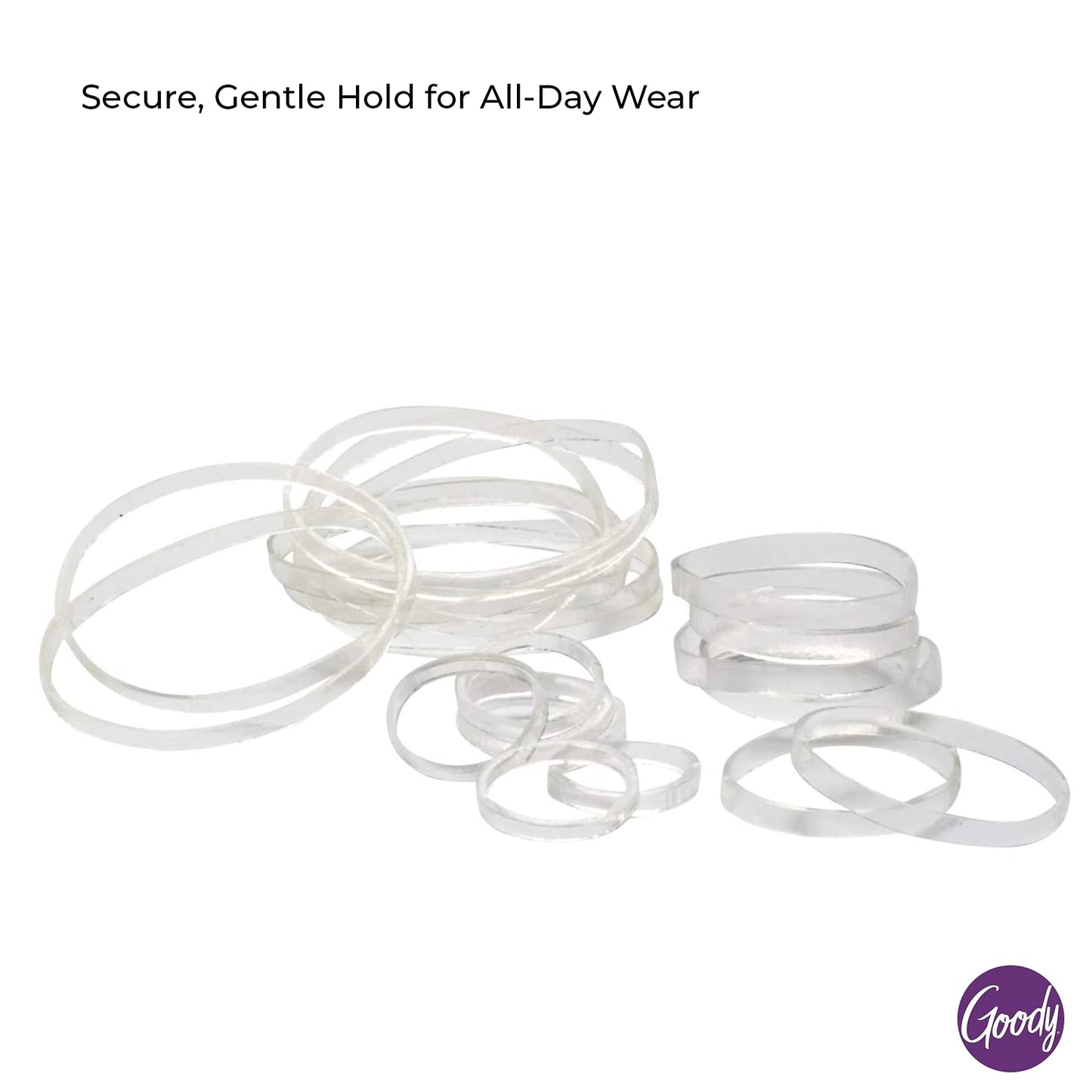 Goody Ouchless Polyband Hair Ties - 250 Ct, Clear, Latex Hair Bands for Women's Hair, Easy Glide, Ultra-Strong Hold Hair Accessories for Women & Men