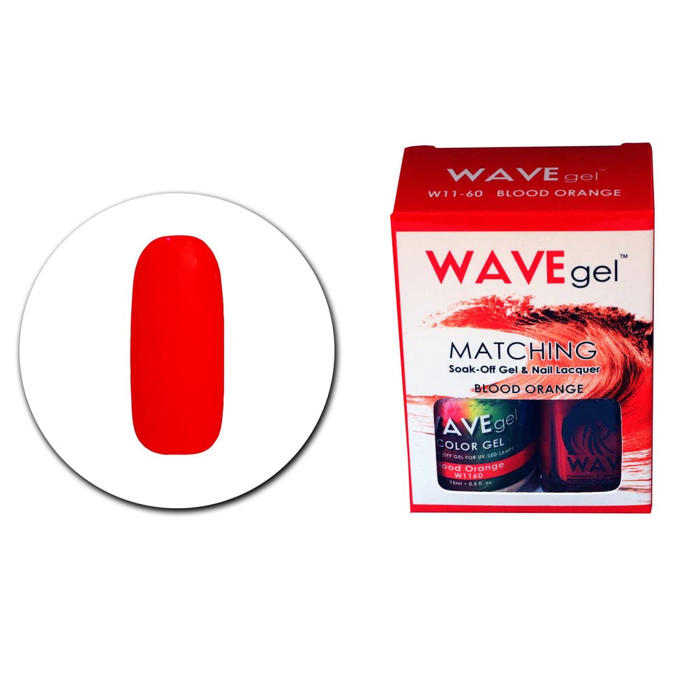 WAVEGEL Soak-0ff Gel & Nail Lacquer Matching Duo Set - Blood Orange - W1160-1160 I 0.5 Oz Beauty & Personal Care WAVE gel