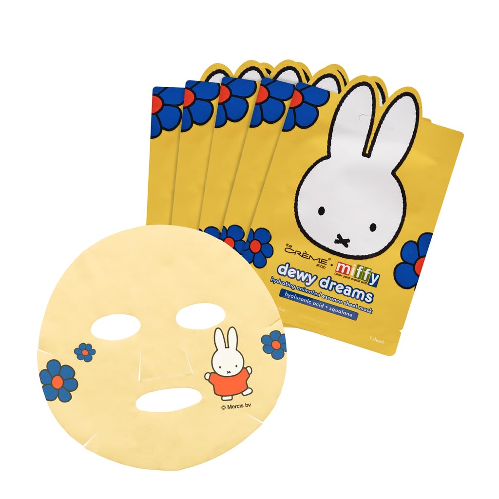 The Crème Shop Miffy Dewy Dreams Hydrating Animated Essence Sheet Mask with Hyaluronic Acid, Hydrating Glass Skin, K-Beauty, Cruelty-Free, Safe
