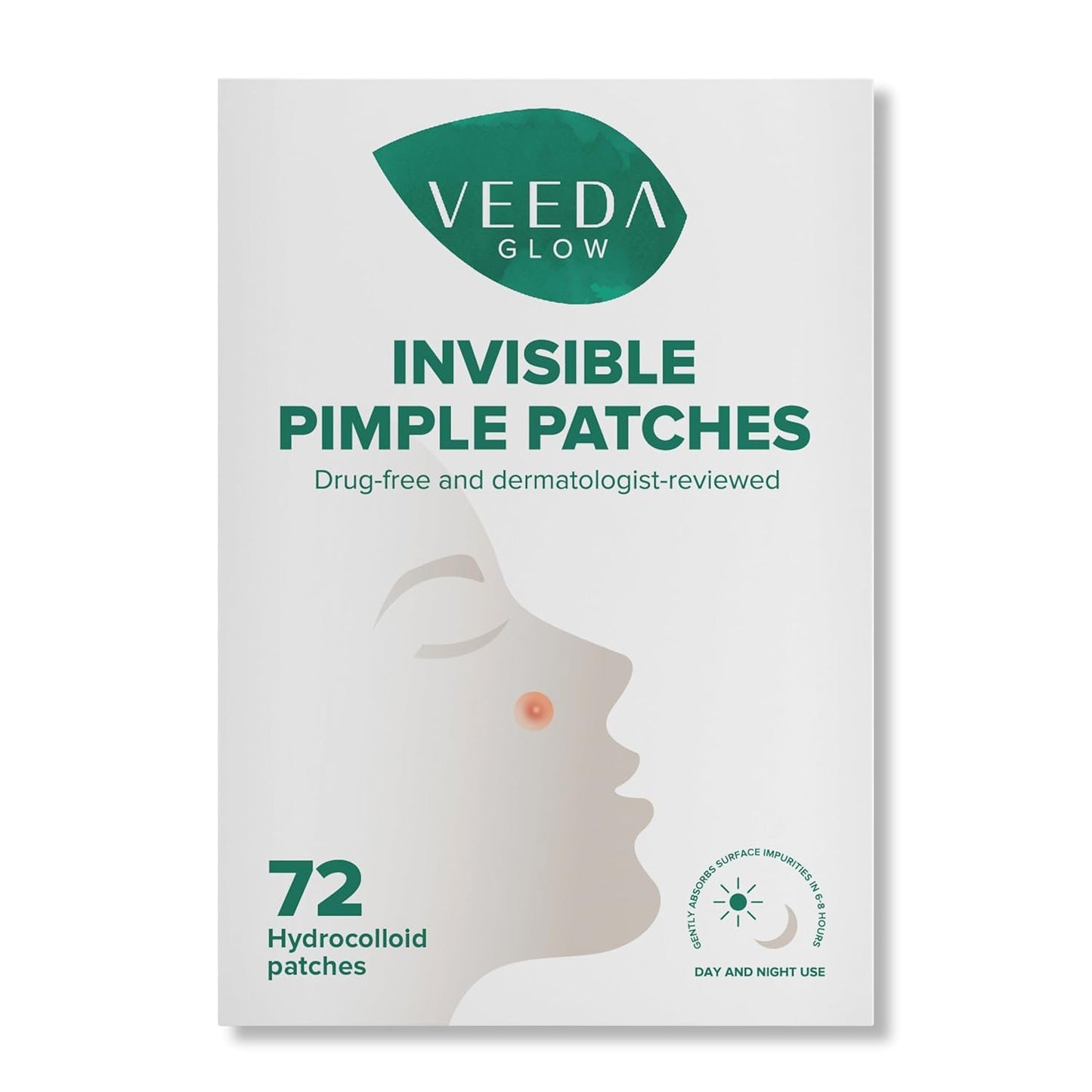 Veeda Glow Pimple Patches - Hydrocolloid Acne Stickers for Fast Healing, Invisible & Non-Irritating Zit Covers, Blemish Spot Treatment, 72 Count