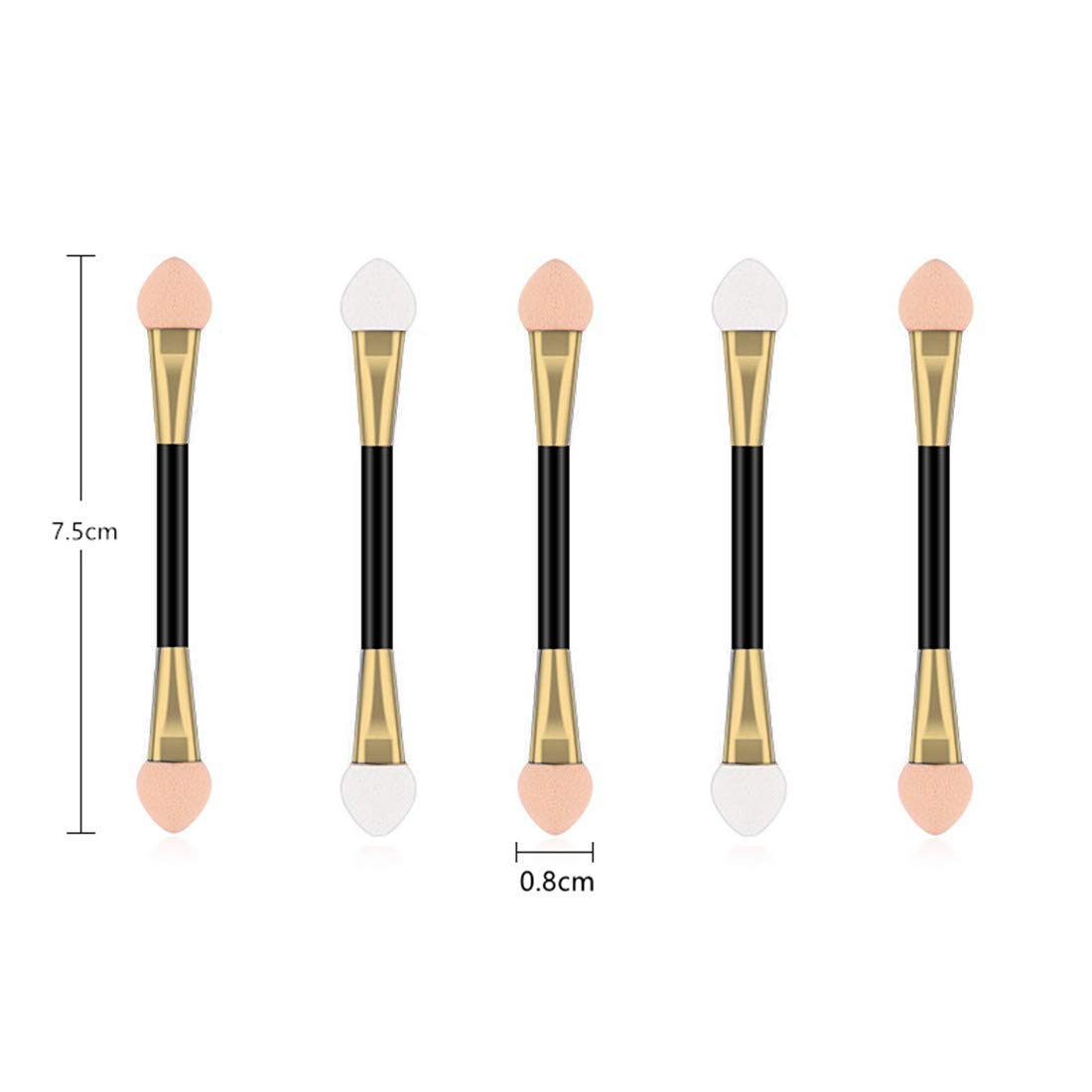 GTVIA 50 Pack Double-end Eye Shadow Brush, Disposable Double Sided Eyeshadow Brush Makeup Applicators Beauty Kit (Gold)
