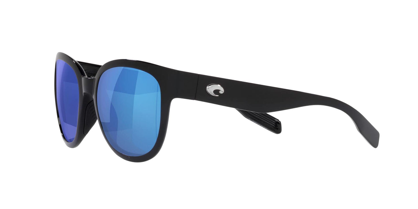 Costa Del Mar Womens Salina Rectangular Sunglasses, Black/Polarized Blue Mirrored 580G, 53 mm