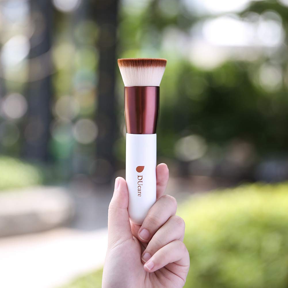 DUcare Foundation Brush,Flat Top Kabuki Brush Synthetic Professional Makeup Brush Liquid Blending Mineral Powder Buffing Stippling Makeup Tools, Rose
