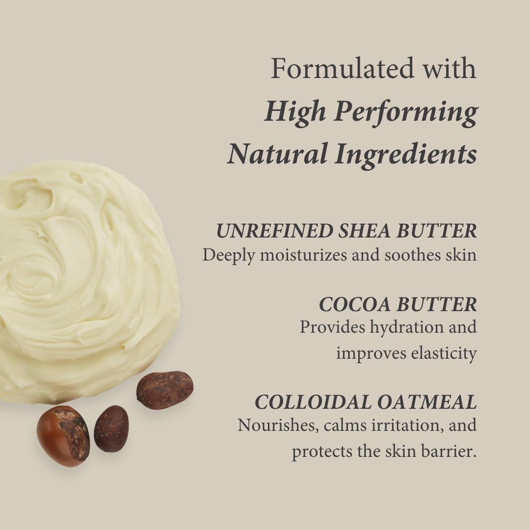 Shea Radiance P.U.R.E. Whipped Shea Butter with Colloidal Oatmeal - Whipped Body Butter Blended with Skin Soothing Oatmeal & Moisturizing Rice Bran