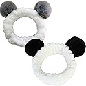 LJJCSFF 2 Pcs Panda Makeup Headband Washing Face Hair Band Fluffy Skincare Headbands Reusable Spa Headwrap Shower Head Wrap for Women Girls
