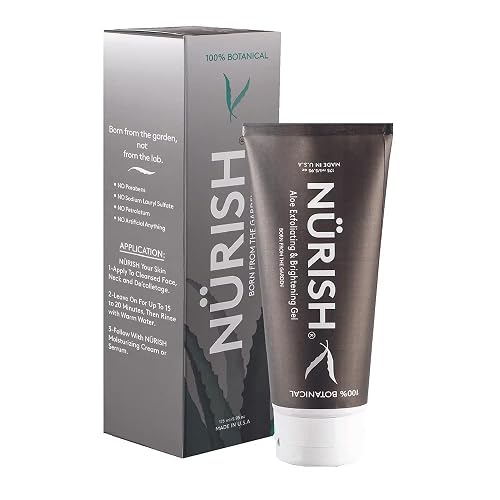 NURISH Aloe Exfoliating Gel, 5.95 oz. 100% Natural & Vegan. Exfoliate & Cleans Your Skin Without Using Harsh Chemicals, Acids or Abrasives.