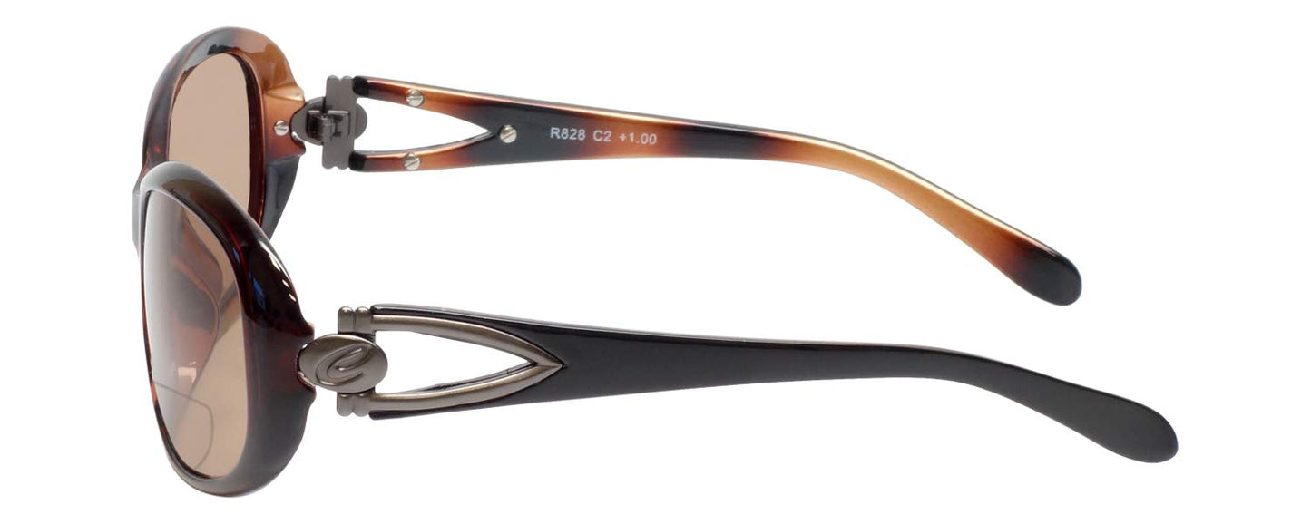 Calabria 828 Oversized Polarized BiFocal Sunglasses +2.00 Tortoise Pewter Brown Women UV Protection Bi-Focal Sunglass Readers