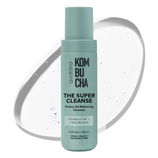 Avatara - Kombucha The Super Cleanse Face Wash, Natural Skin-Balancing Facial Cleanser, Face Cleanser with Hyaluronic Acid and Chicory Root, Skincare