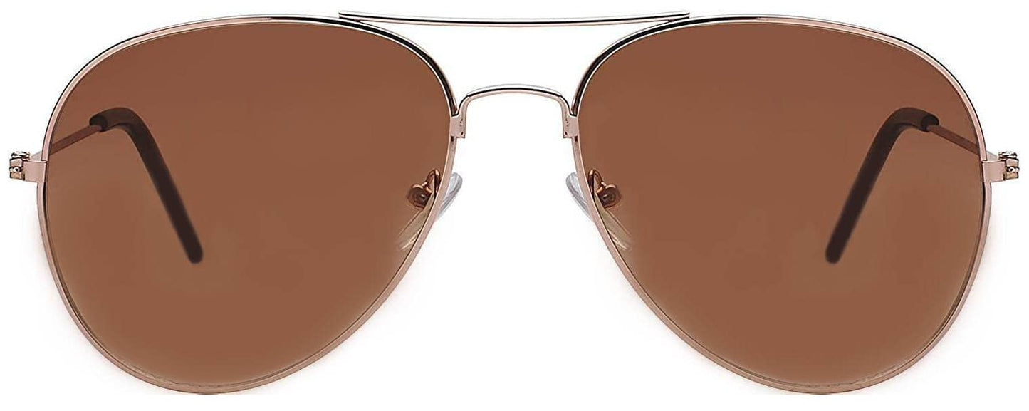 Classic Aviator Style Sunglasses Brown Color Lens Bronze Color Frame UVB Protection 3 Pairs