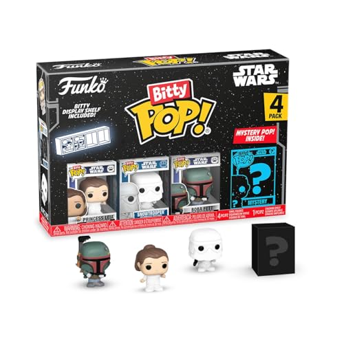 Funko Bitty Pop! Star Wars - Leia, Snowtrooper, Boba Fett, & A Surprise Mystery Figure - 0.9 Inch (2.2 Cm) Collectable - Stackable Display Shelf…