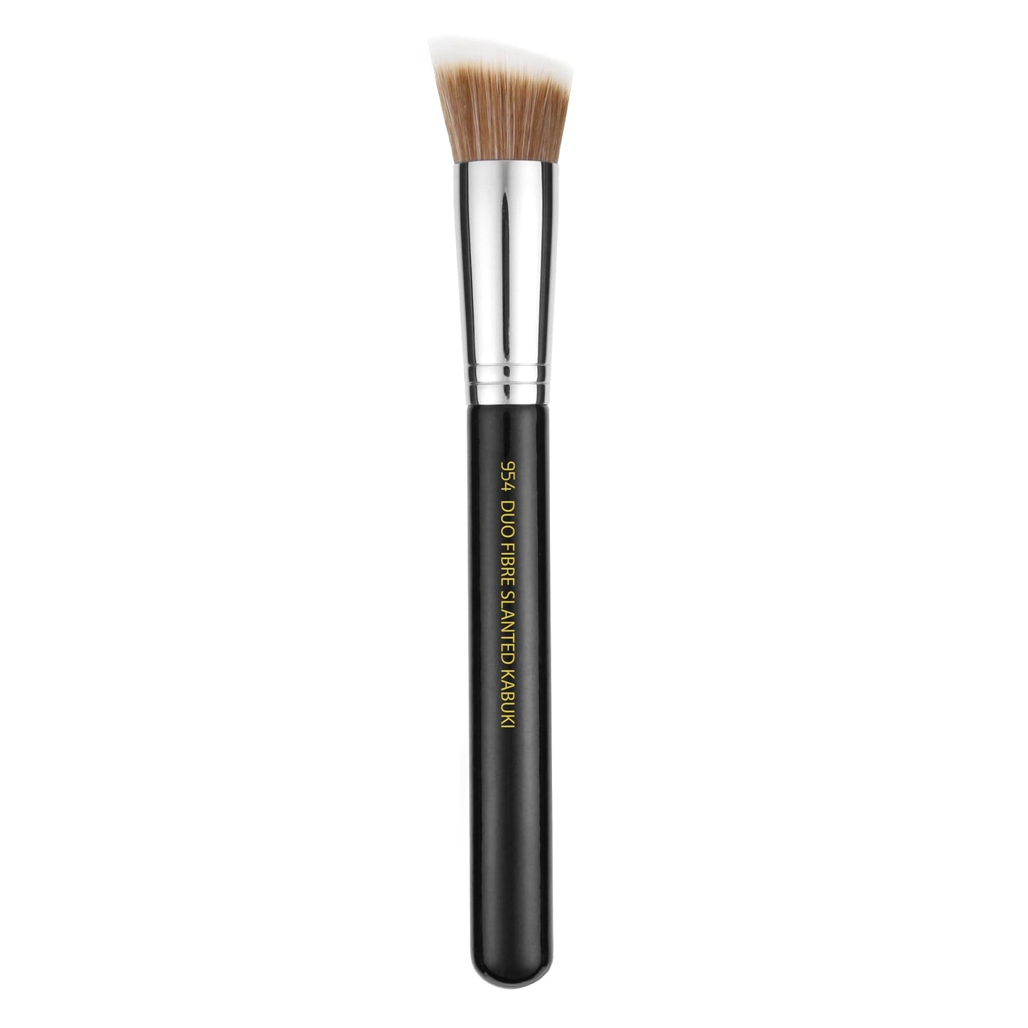 Bdellium Tools Professional Makeup Brush - Maestro Series 954 Duet Fiber Slanted Kabuki - With Soft Synthetic Fibers, For Stippling, Buffing, Blending