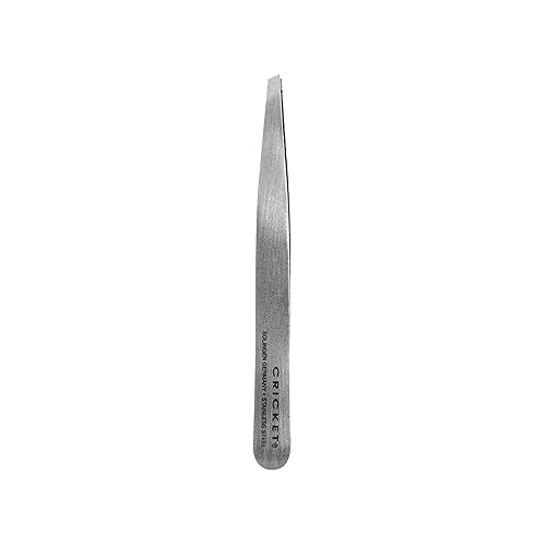 Cricket Beauty Hardware Pro Slant Tweezers - Stainless Steel Hair Removal Tool for Professional Plucking, Eyebrows, Facial Hair, and Ingrown Hair