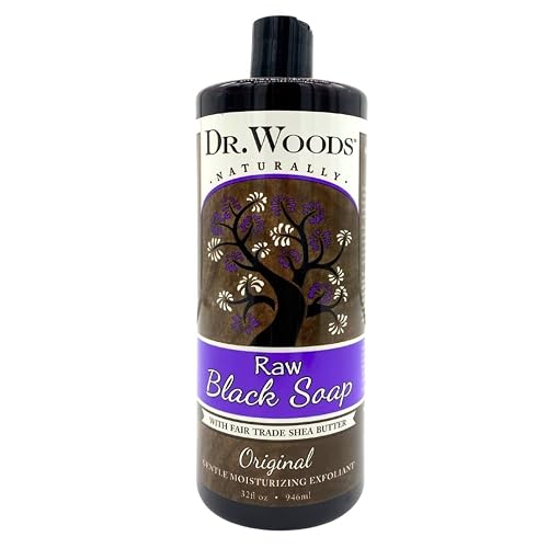 Dr. Woods Naturally Original Gentle Moisturizing, Raw Black Soap 32 oz (Pack of 6)