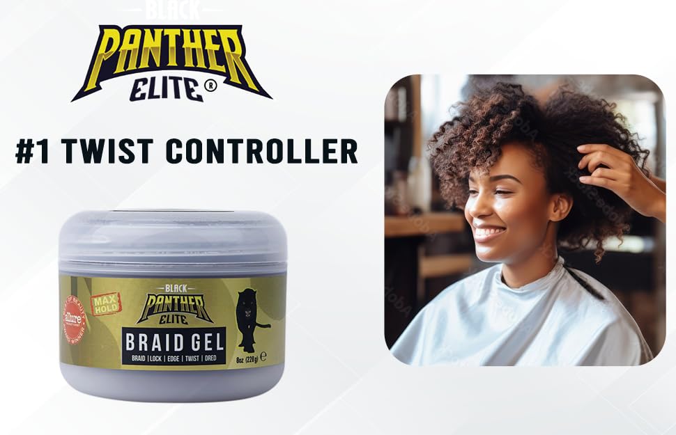 Black Panther Elite Edge & Braid Control Pomade for Curly Hair, For Braids, Locs N Twists, Volumizing And Styling Hair Gel for Women, Strong Hold, All