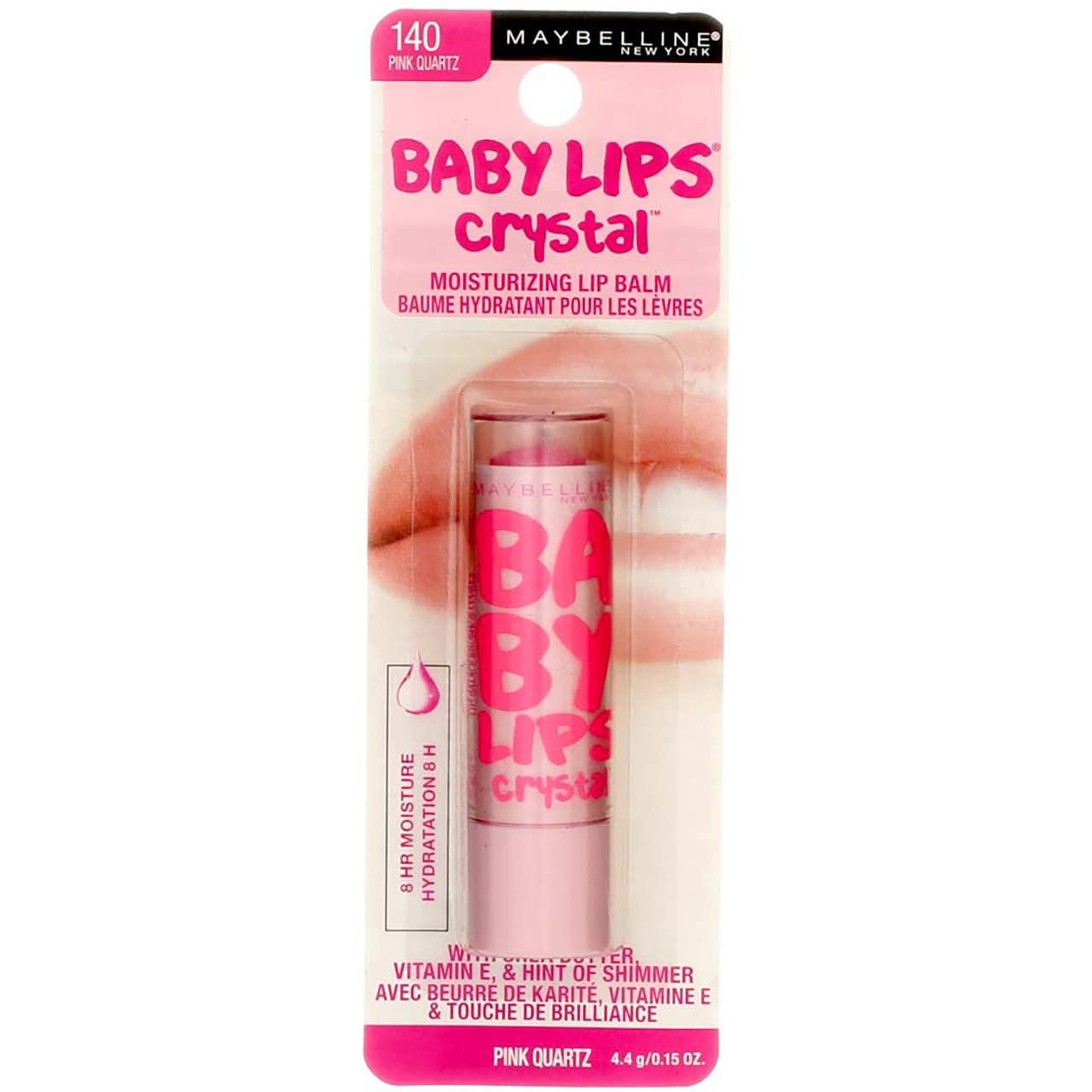 Maybelline New York Baby Lips Crystal Lip Balm, Pink Quartz [140] 0.15 oz (Pack of 4)