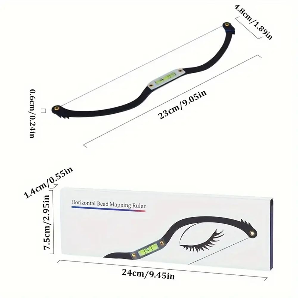 BOLUOYIN Permanent Makeup Eyebrow Line Marker Ruler for Eyebrow Mapping String Pre-Inked Microblading Tattoo PMU String Measuring Eyebrow (Black)