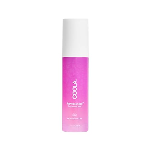 COOLA Organic Rewakening Rosewater Mist Face Spray, Dermatologist Tested Skin Barrier Protection with Ginseng & Green Tea Extract, Vegan and Gluten