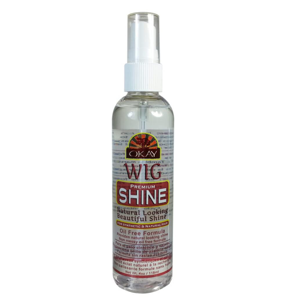 OKAY Pure Naturals Premium Wig Shine - Oil Free Wig Shine Spray for Synthetic & Human Hair Wigs, Spritz for Women & Men to Detangle & Moisturize, Silk