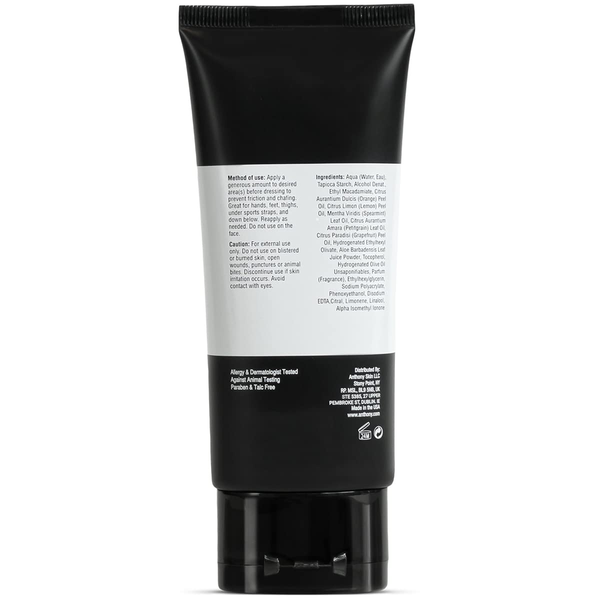 Anthony No Sweat Body Defense Deodorant for Men, Anti-Chafing & Anti-Itch Cream-to-Powder Lotion for Groin, Thighs & Underarms, Talc-Free, Absorbs