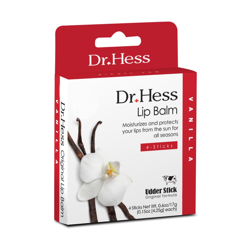 Dr. Hess Original Udder Stick SPF Lip Balm, Soothing Moisturizer Sun Screen Balm for Dry Lips with Jojoba, Beeswax & Shea Butter, Total Lip Care