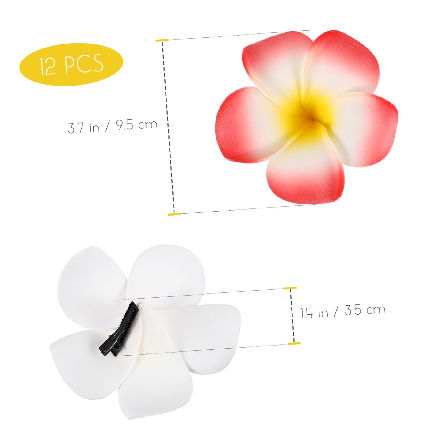 Amosfun 12Pcs Hawaii Plumeria Flower Clips Artificial Tropical Flower Hairpin Barrette Hair Accessories for Bridal Wedding Luau Beach Tropical