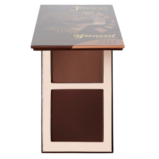 Juvia's Place Bronzed Duo Bronzer Deep Dark - Soft Matte Bronzer, Contour, Pressed, Long-Wearing & Buildable Bronzing Powder - Suitable for Very Dark