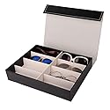 Pongnas 8 Grids Sunglass Jewelry Storage Organizer for Rings Earring, Glasses Box Organizer Leather Eyeglasses Collector Display Case Storage Box