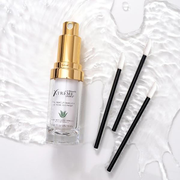 Xtreme Lashes Mini Cleansing Kit - Eyelash Extension Compatible - Includes 15mL Makeup Removal & Facial Cleanser & 25 Pack of Applicators