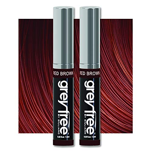 Greyfree Hair Mascara Root Touch-Up for Gray Hair | Precision Hairline Concealer for Brows & Beard | 2 Pack (RED BROWN)