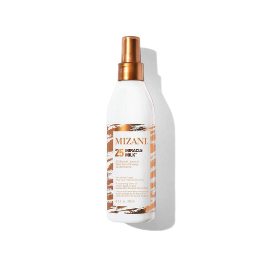 Mizani 25 Benefit Miracle Milk - Leave in Conditioner for Curly Hair, With Coconut Oil, Curl Detangler Spray, Anti Frizz Heat Protectant, No Drying