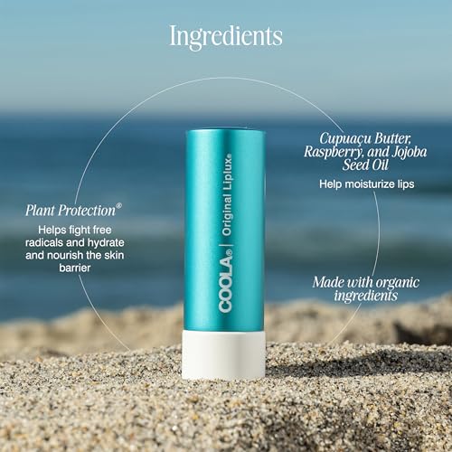 COOLA Organic Liplux Lip Balm and Sunscreen with SPF 30, Dermatologist Tested Lip Care for Daily Protection, Vegan and Gluten Free, 0.15 Oz