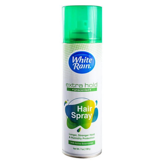 White Rain Hairspray Extra Hold Unscented, 7 oz (Pack of 2), Aerosol Hairspray for Women & Men, Humidity Resistant, Fragrance-Free, Non-Sticky