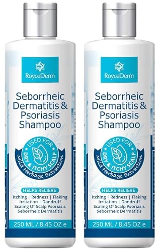 Roycederm Seborrheic Dermatitis & Psoriasis Shampoo for Dandruff - Helps Relieve Itching, Flaking & Scaling, Dry Itchy Scalp - 2 Pack