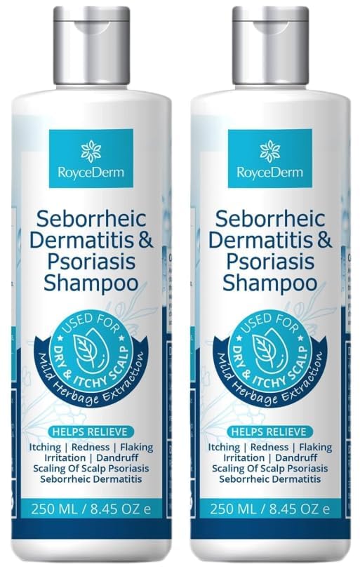 Roycederm Seborrheic Dermatitis & Psoriasis Shampoo for Dandruff - Helps Relieve Itching, Flaking & Scaling, Dry Itchy Scalp - 2 Pack