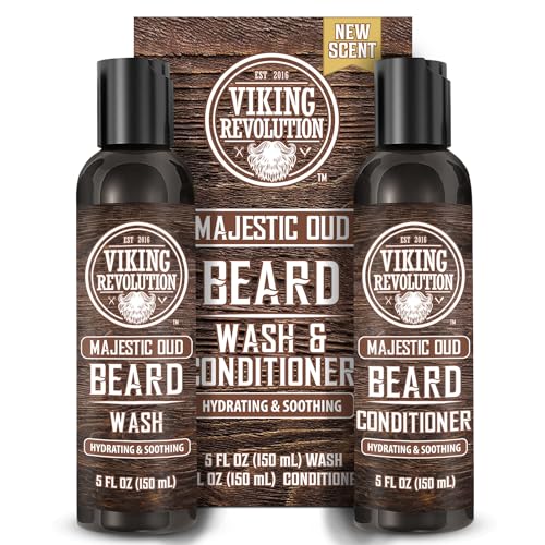 Viking Revolution Beard Wash and Beard Conditioner for Men with Argan Oil and Jojoba Oil - Beard Softener and Strengthener Beard Care Beard Shampoo
