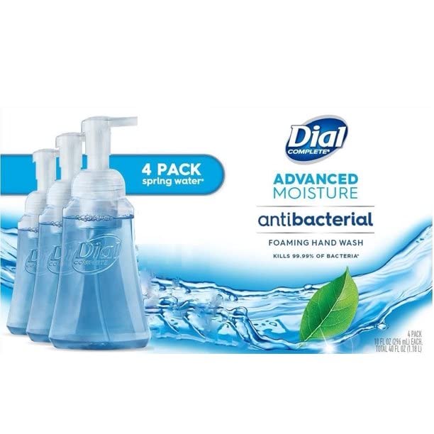 Dial Complete Foaming Antibacterial Hand Wash, Spring Water 7.50 oz (Pack of 4)