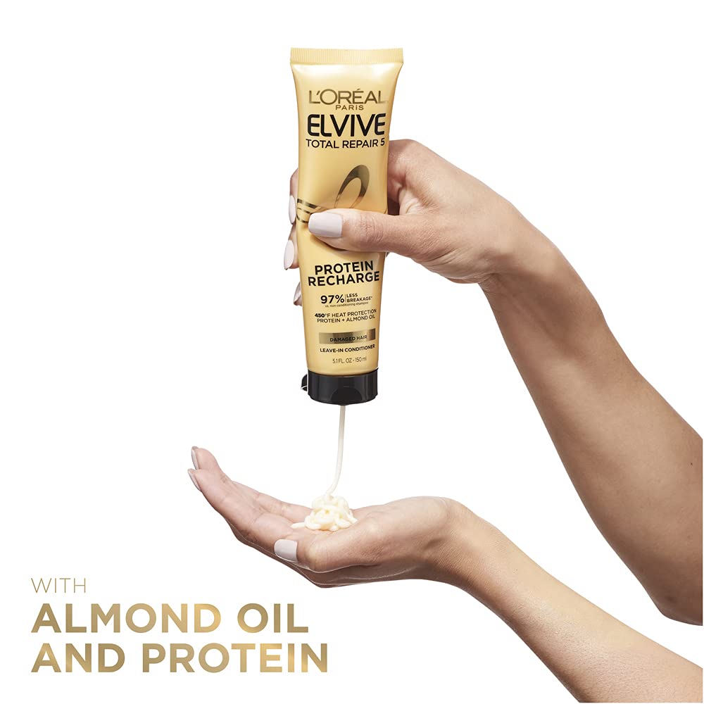 L’Oréal Paris Elvive TR5 Repairing Shampoo, Conditioner and Protein Recharge, Total Repair 5, 1 Count