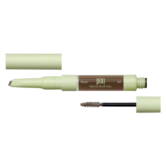 Pixi Natural Brow Duo - Natural Brown, Precision Pencil & Tinted Gel, Waterproof Brow Shaper for All-Day Hold, Paraben-Free, 0.2oz