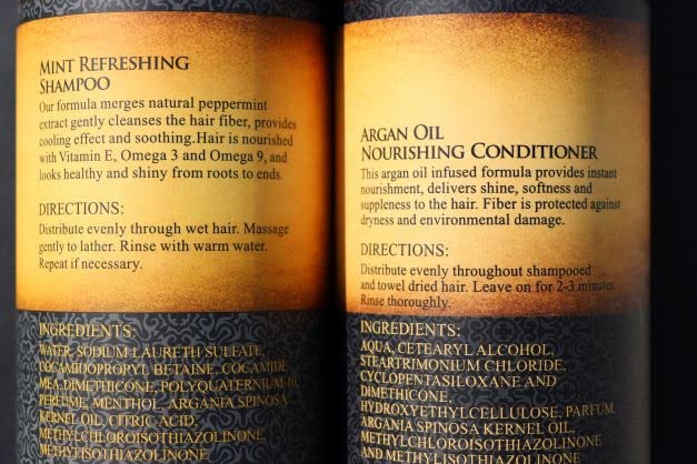 Argan De Luxe 100% Pure Organic Moroccan Argan Oil Nourishing MINT Shampoo & Conditioner 500ml (Shampoo+Conditioner 500ml) by Argan Deluxe