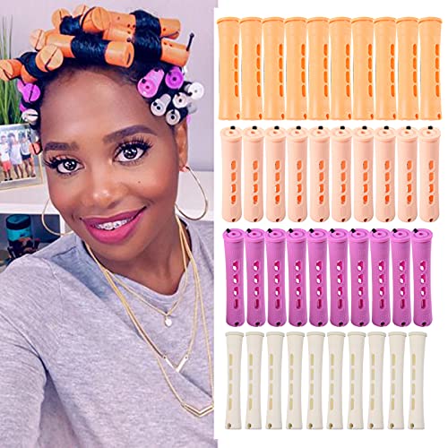 40pcs Perm Rods Set for Natural Hair 4 Sizes Cold Wave Rods Hair Rollers for Women Curling Rods for Long Medium Small Hair Curler Styling DIY