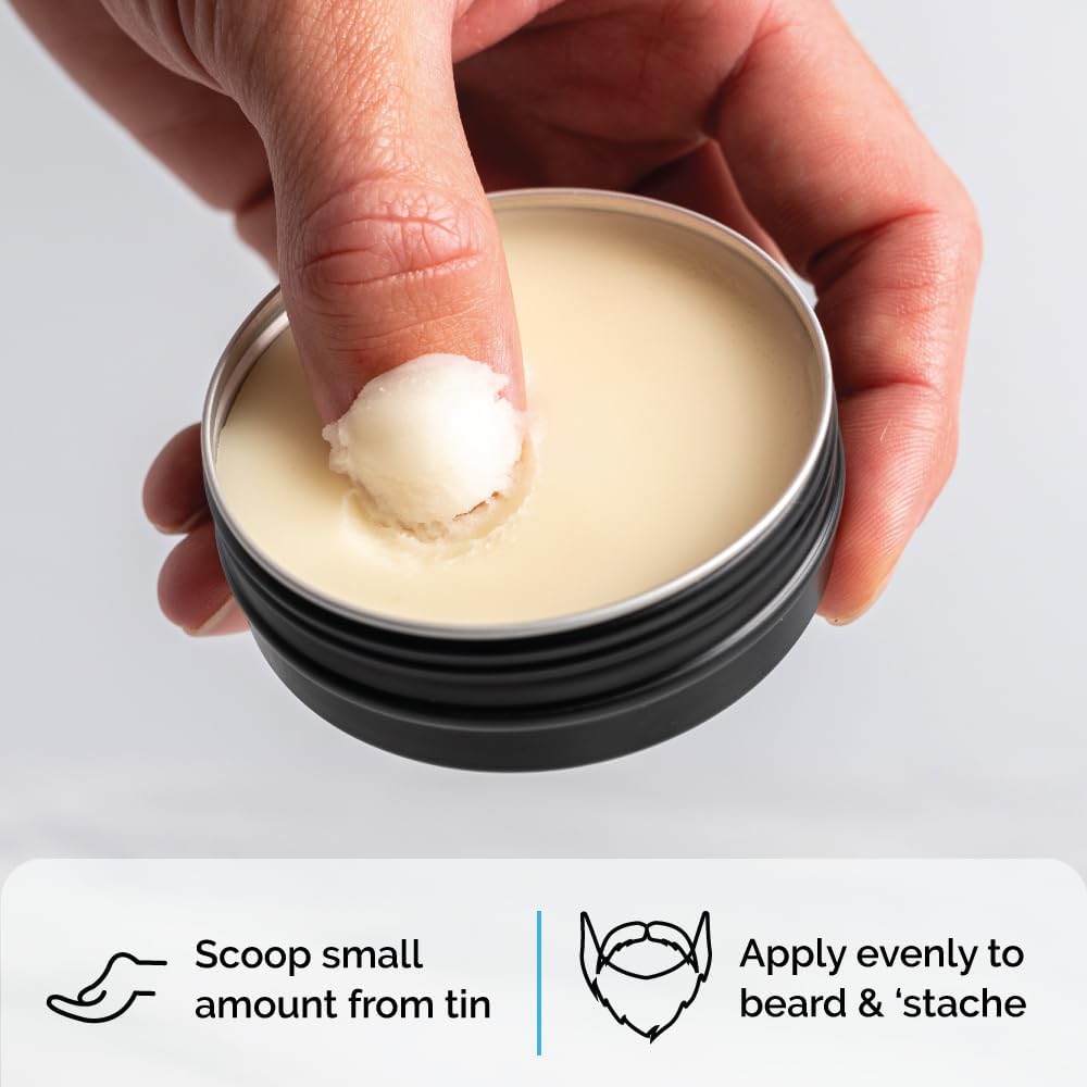 ZEUS Beard Balm, Natural Beeswax & Shea Butter Balm, Softening Conditioner for Facial Hair - MADE IN USA (Sandalwood) 2 oz.