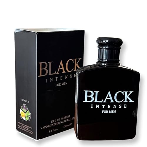 BLACK INTENSE for Men Eau de Parfum for Men - 3.4 Fl Oz - Perfect blend of Sage, Lemon and Absinthe for a Sophisticated Scent