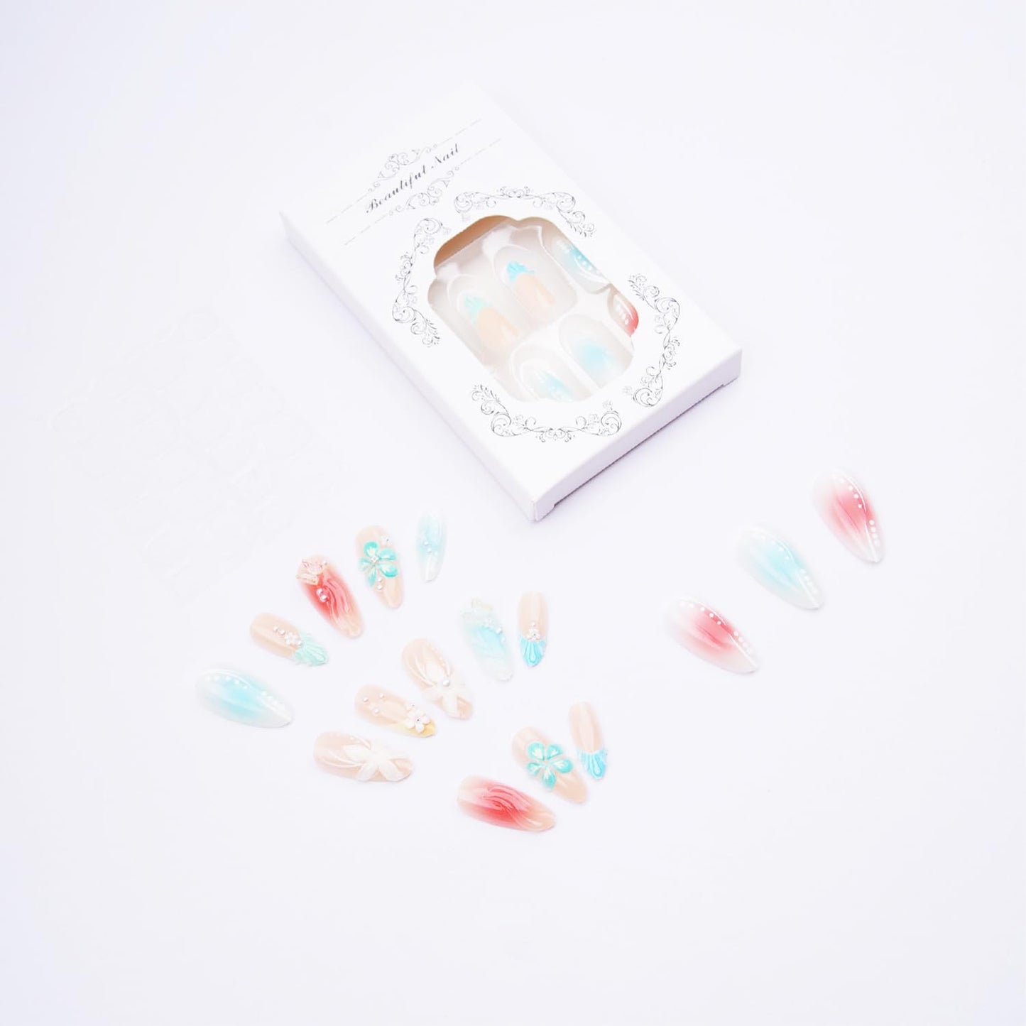 24pcs Pink Press on Nails Medium Almond Fake Nails with Small Flower Rhinestones Pearl Designs French False Nails Bow Stick on Nails Summer Floral Beauty and Personal Care FDSQHSA