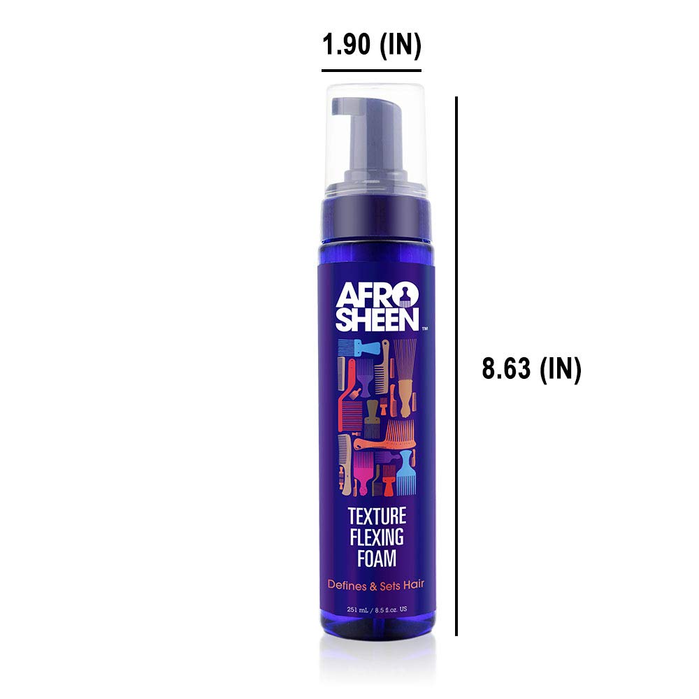 Afro Sheen Texture Flexing Foam. For hydration, curl definition and shine. 8.5 Oz.