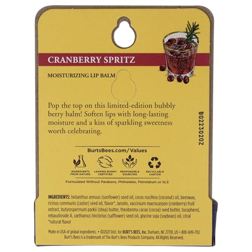 Cramberry Spritz Moisturizing Lip Balm by Burts Bees for Unisex - 0.15 oz Lip Balm
