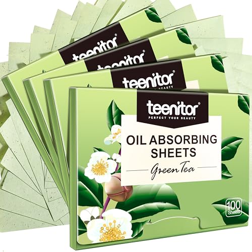 Teenitor Oil Blotting Sheets for Face, 400 Sheets Green Tea Oil Absorbing Sheets Blotting Paper for Oily Skin, Oil Absorbent Pads Face Oil Wipes Oil Beauty and Personal Care Teenitor Default Title