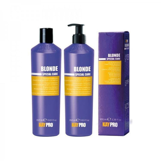 KAYPRO BLONDE - Streaked Hair- SHAMPOO 350ML+CONDITIONER 350ML+ SERUM100ML - SET, Blue