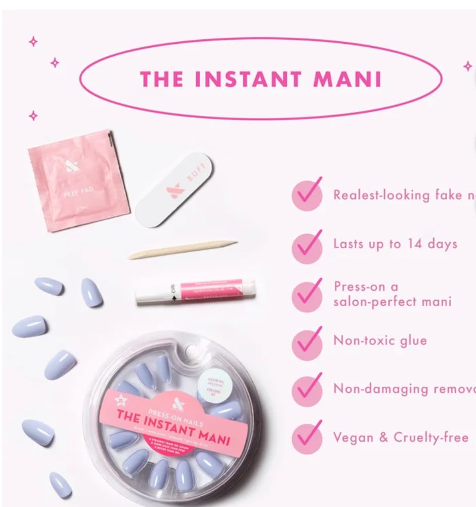 Olive & June Instant Mani Summer Press-On Nails (Glue) | 42 Fake Nails, 21 Sizes | Non-Toxic, Long-Lasting Recycled Materials | Salon-Quality | Extra Beauty & Personal Care Olive & June
