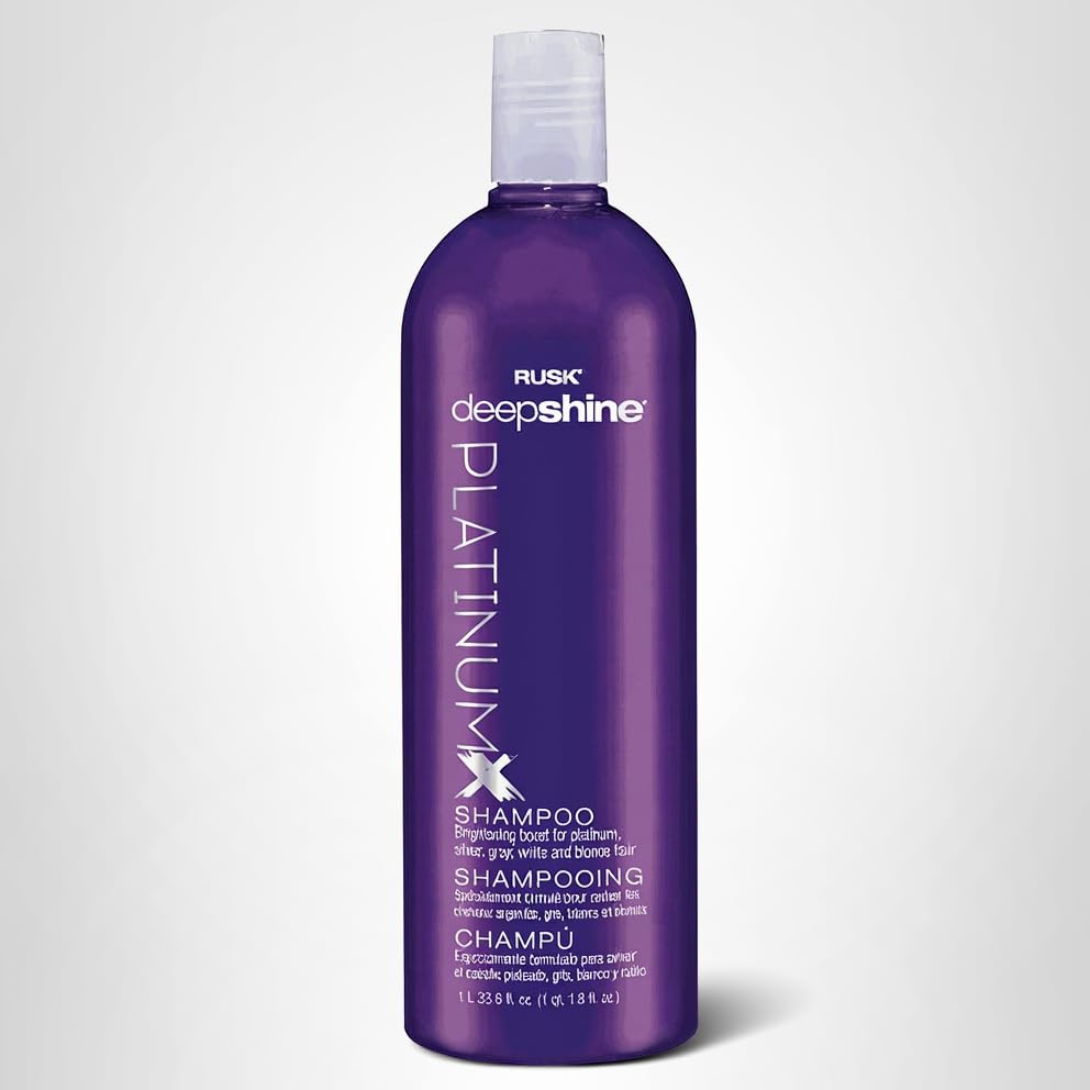 RUSK Deepshine PlatinumX Shampoo, Gentle Cleansing, Brightening Boost for Platinum, Silver, Gray, White, and Blonde Hair, 33.8 oz