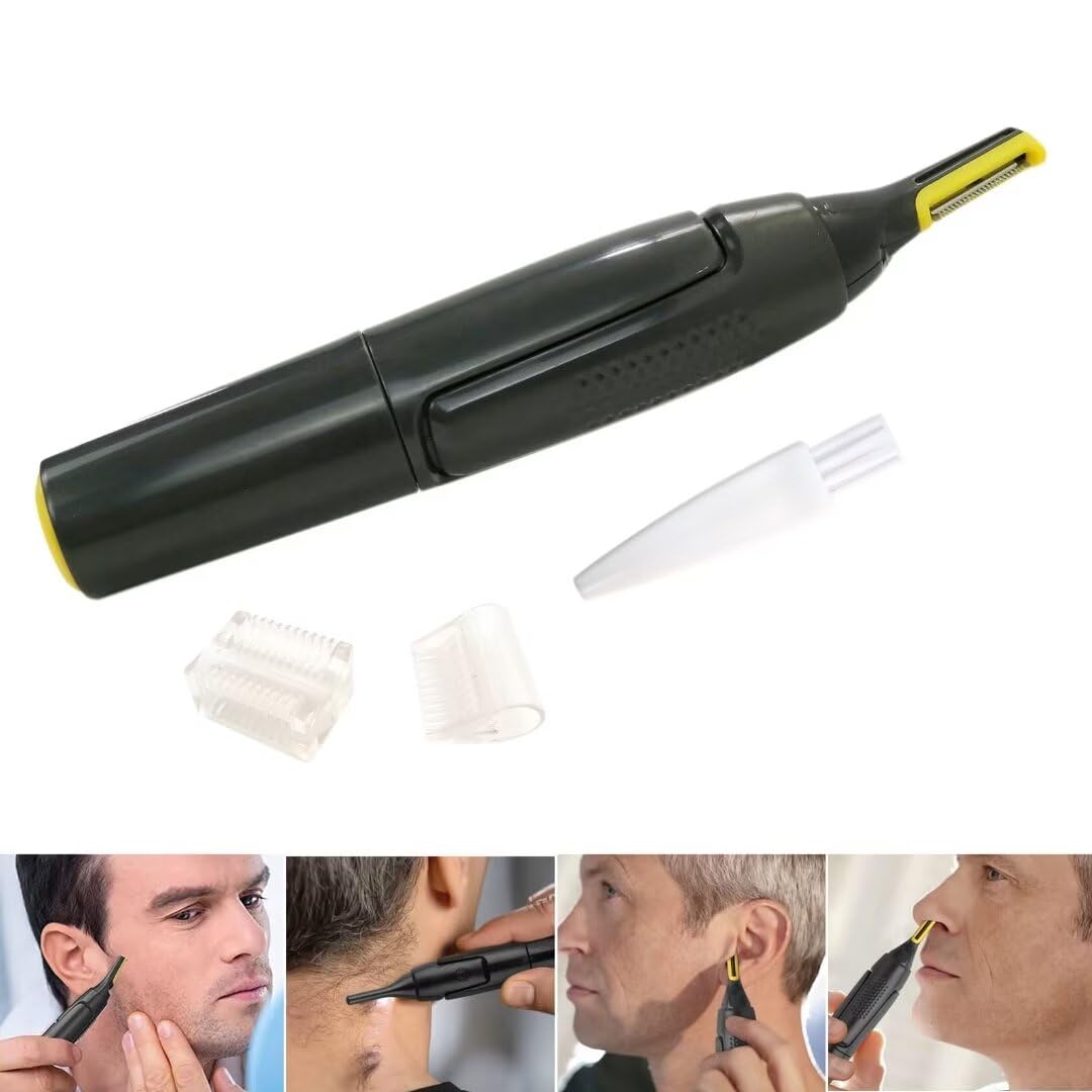 USonline911 Electric Nose Hair Trimmer Men Women Neck Eyebrow Trimmer Shaver Man Clean Trimer Razor Remover 2 x Brush Heads & 1 x Hair Brush Beauty and Personal Care USonline911